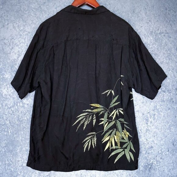 Tommy Bahama Silk Bamboo-Leaf-Design Short Sleeve Shirt, Size L - Picture 2 of 4